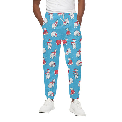 Xmas Polar Bear Pattern Print Cotton Pants