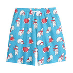 Xmas Polar Bear Pattern Print Cotton Shorts