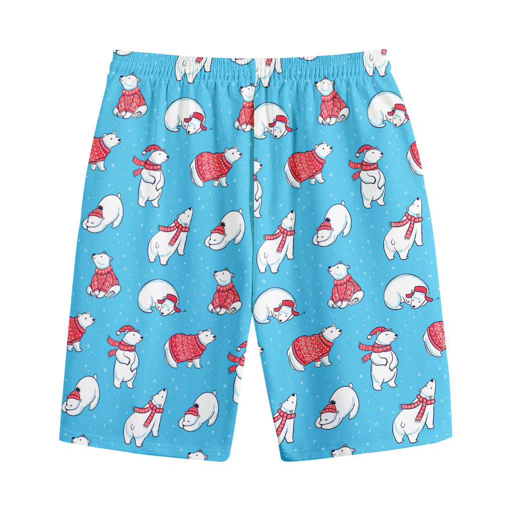 Xmas Polar Bear Pattern Print Cotton Shorts