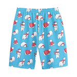 Xmas Polar Bear Pattern Print Cotton Shorts