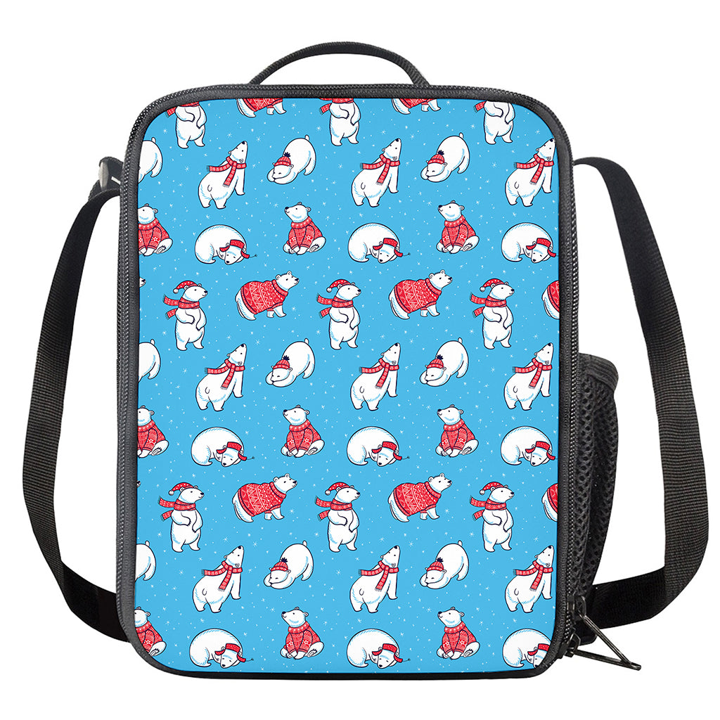 Xmas Polar Bear Pattern Print Crossbody Lunch Bag