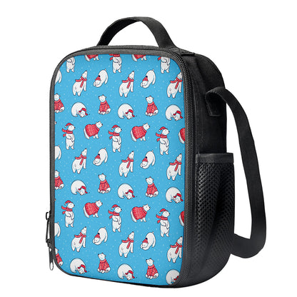 Xmas Polar Bear Pattern Print Crossbody Lunch Bag