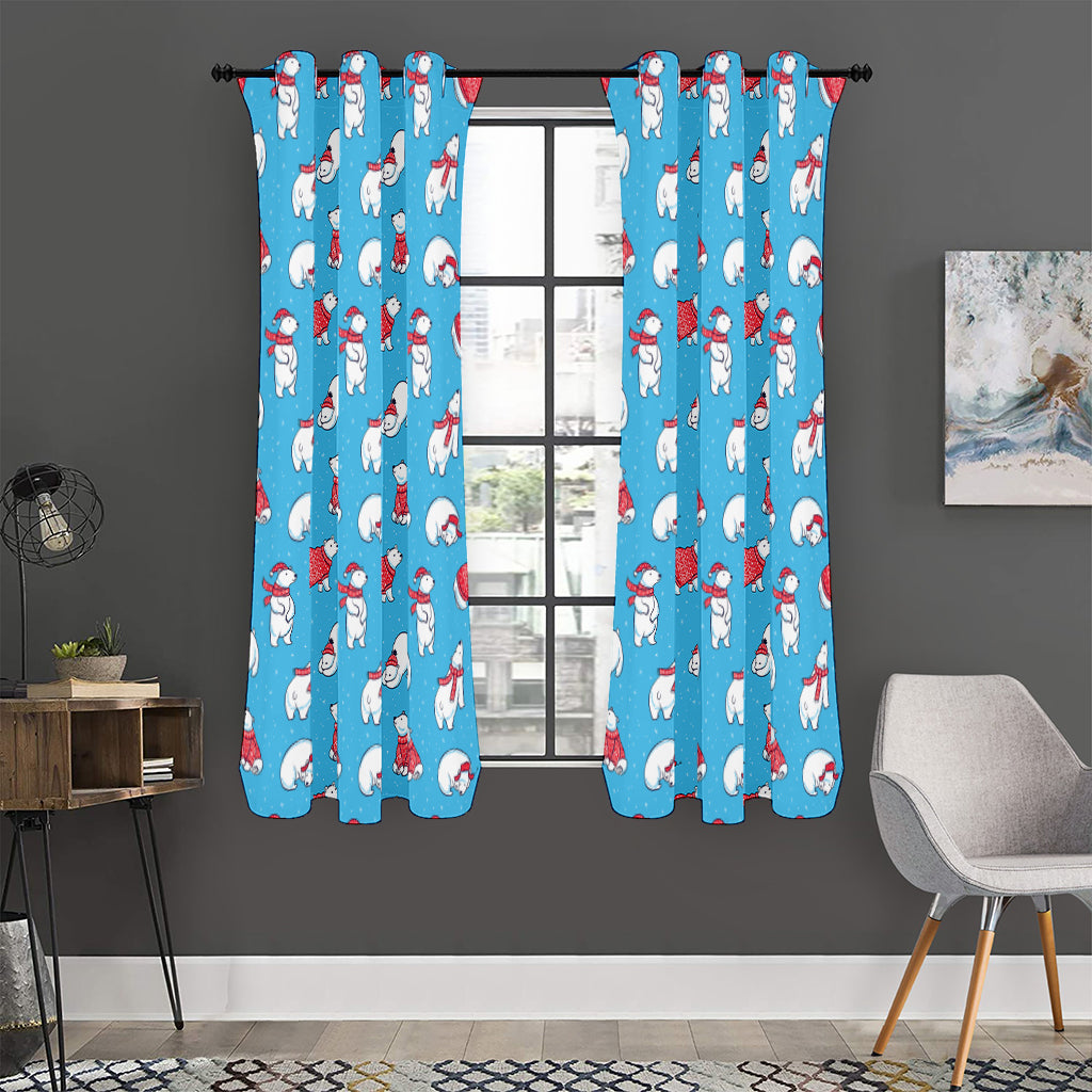 Xmas Polar Bear Pattern Print Curtain