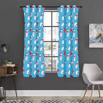 Xmas Polar Bear Pattern Print Curtain