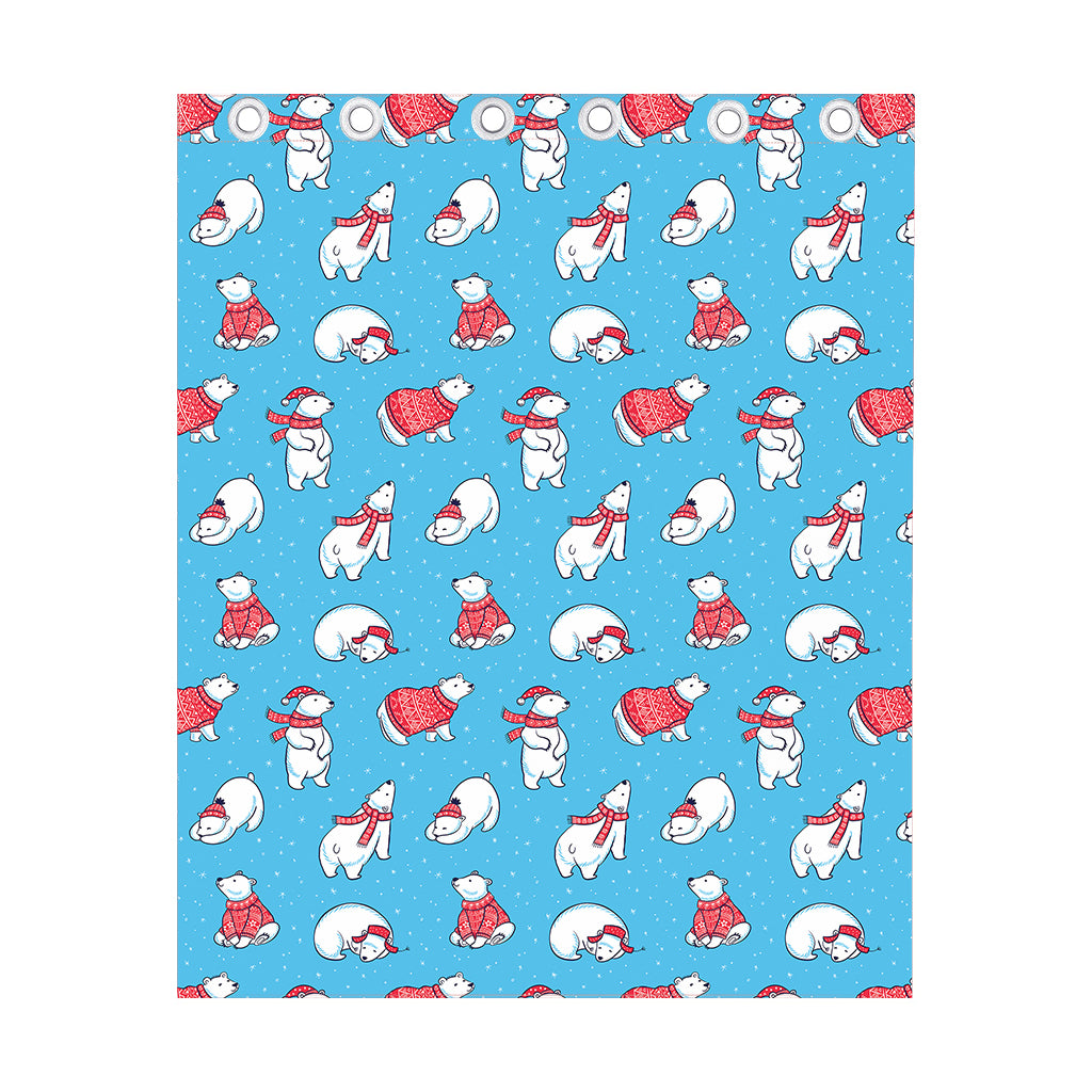 Xmas Polar Bear Pattern Print Curtain