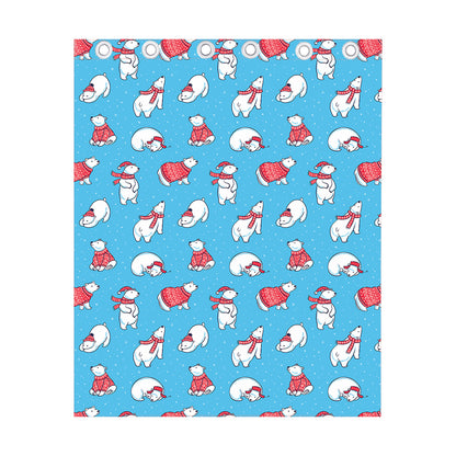 Xmas Polar Bear Pattern Print Curtain