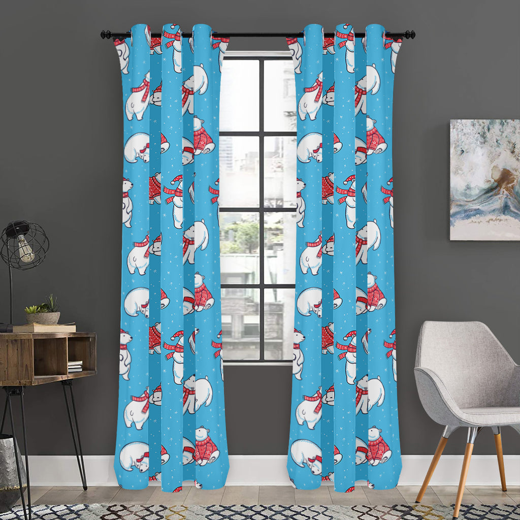 Xmas Polar Bear Pattern Print Curtain