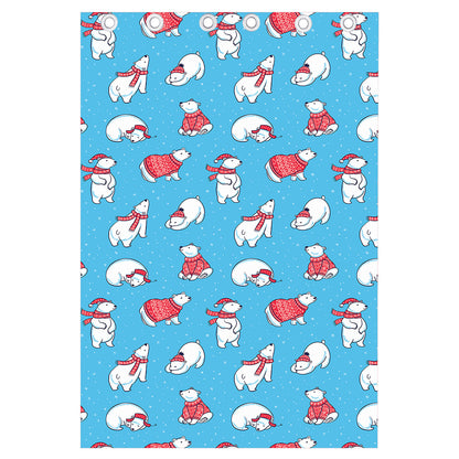 Xmas Polar Bear Pattern Print Curtain