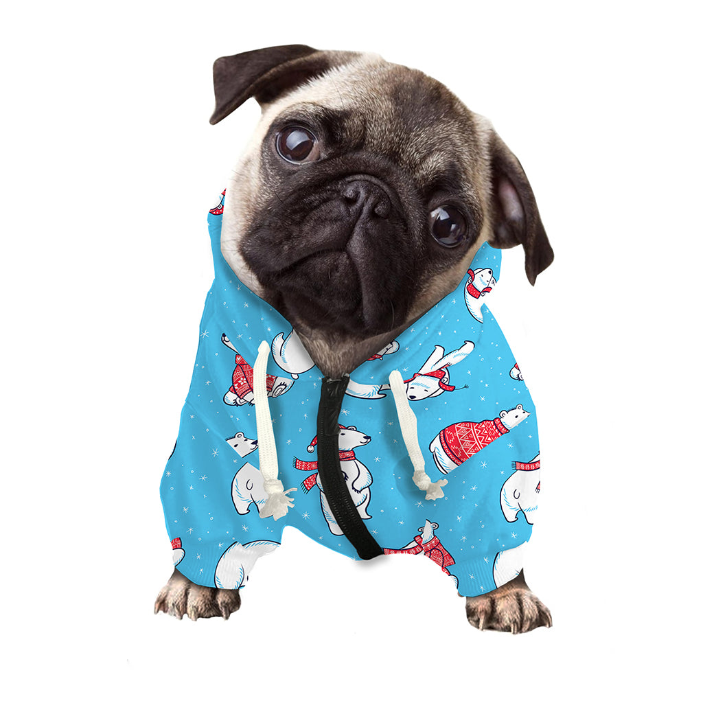 Xmas Polar Bear Pattern Print Dog Zip Up Hoodie
