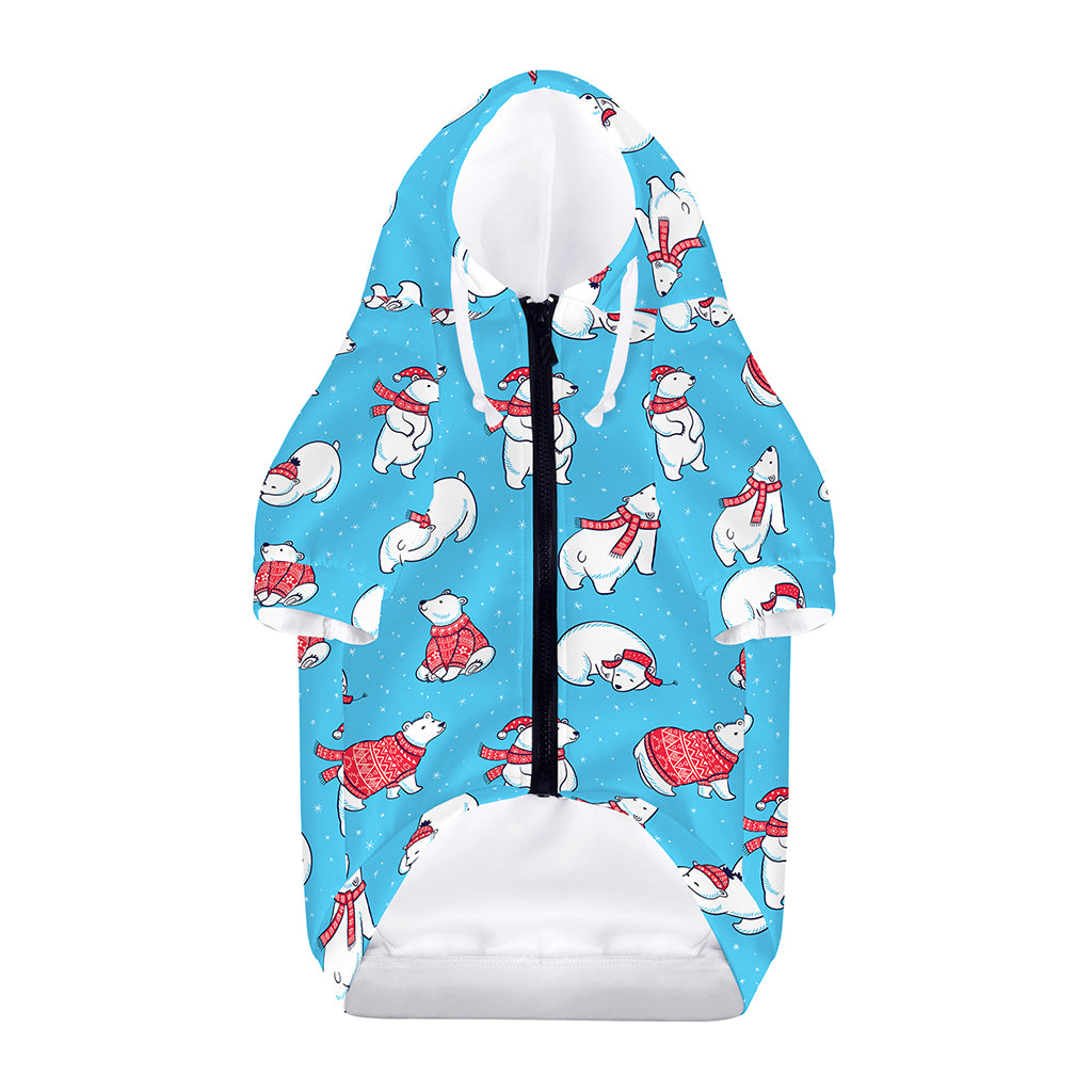 Xmas Polar Bear Pattern Print Dog Zip Up Hoodie