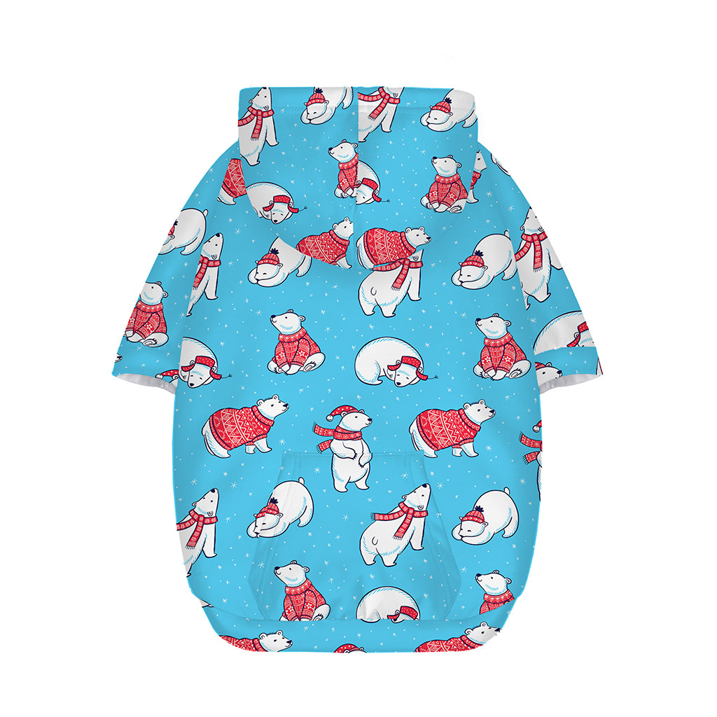Xmas Polar Bear Pattern Print Dog Zip Up Hoodie