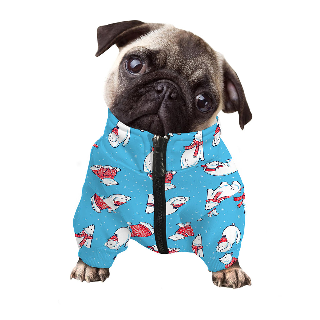 Xmas Polar Bear Pattern Print Dog Zip Up Jacket