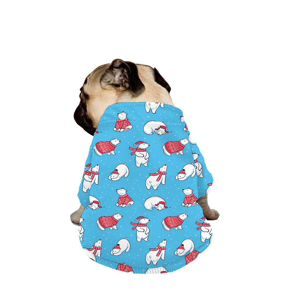 Xmas Polar Bear Pattern Print Dog Zip Up Jacket