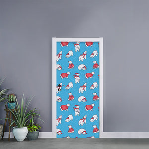 Xmas Polar Bear Pattern Print Door Sticker