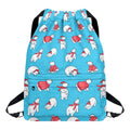 Xmas Polar Bear Pattern Print Drawstring Backpack