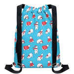 Xmas Polar Bear Pattern Print Drawstring Backpack