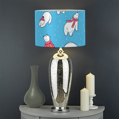 Xmas Polar Bear Pattern Print Drum Lamp Shade