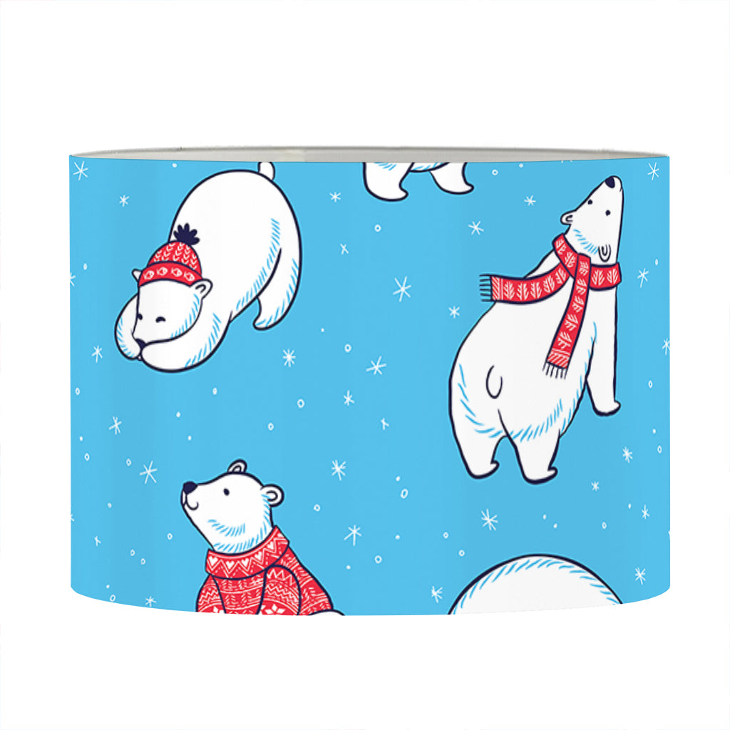 Xmas Polar Bear Pattern Print Drum Lamp Shade