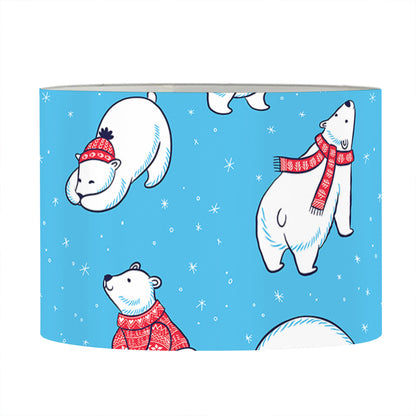 Xmas Polar Bear Pattern Print Drum Lamp Shade