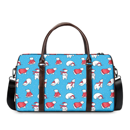 Xmas Polar Bear Pattern Print Duffle Bag