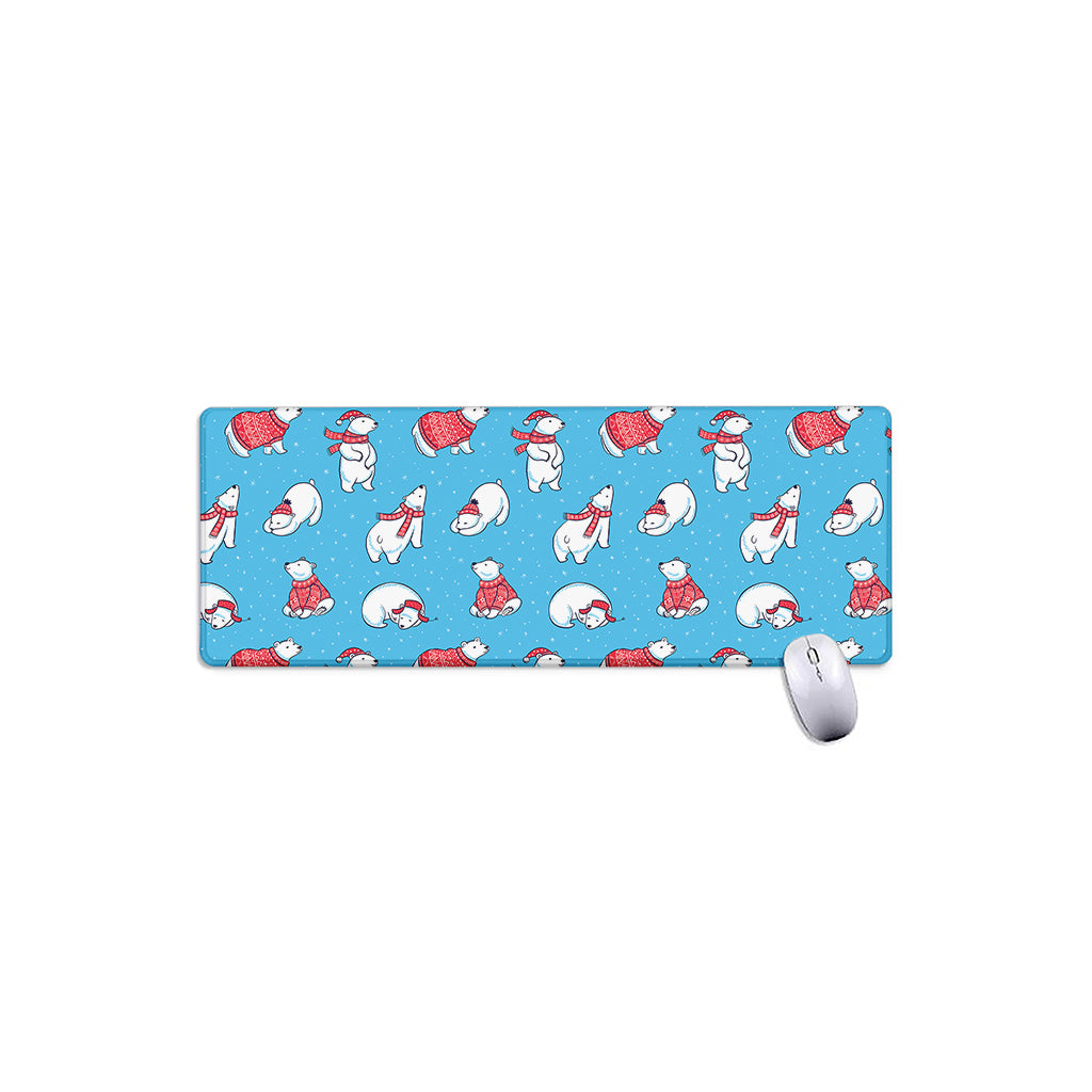 Xmas Polar Bear Pattern Print Extended Mouse Pad