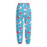 Xmas Polar Bear Pattern Print Fleece Lined Knit Pants