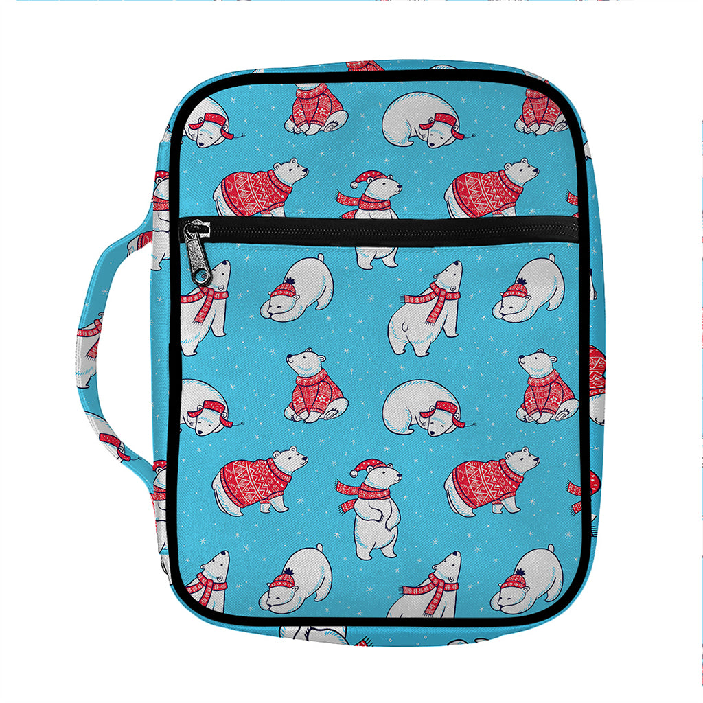 Xmas Polar Bear Pattern Print Front Pocket Bible Bag