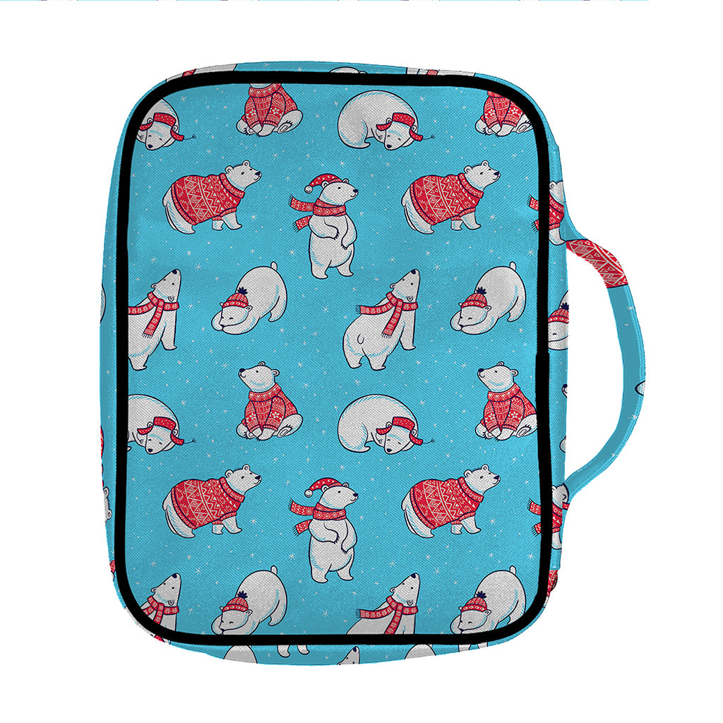 Xmas Polar Bear Pattern Print Front Pocket Bible Bag