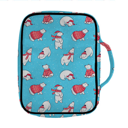 Xmas Polar Bear Pattern Print Front Pocket Bible Bag