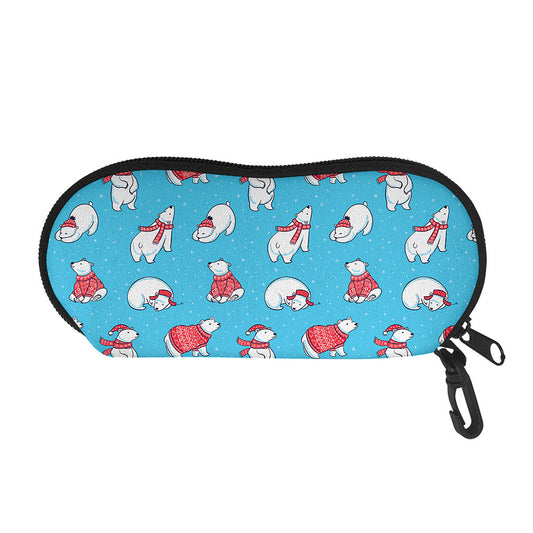 Xmas Polar Bear Pattern Print Glasses Case