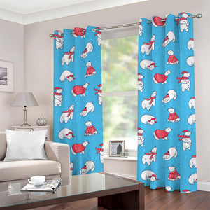 Xmas Polar Bear Pattern Print Grommet Curtains