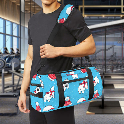 Xmas Polar Bear Pattern Print Gym Bag