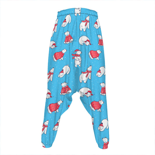 Xmas Polar Bear Pattern Print Hammer Pants