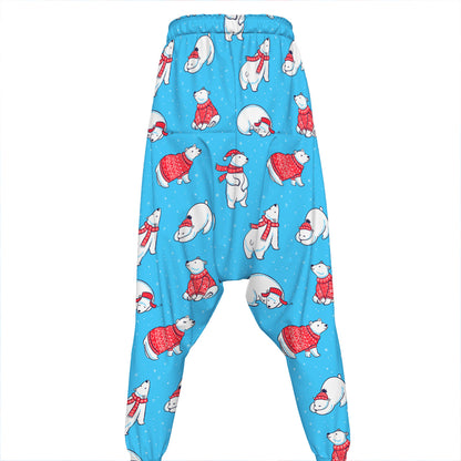 Xmas Polar Bear Pattern Print Hammer Pants