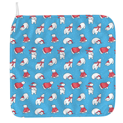 Xmas Polar Bear Pattern Print Hand Towel