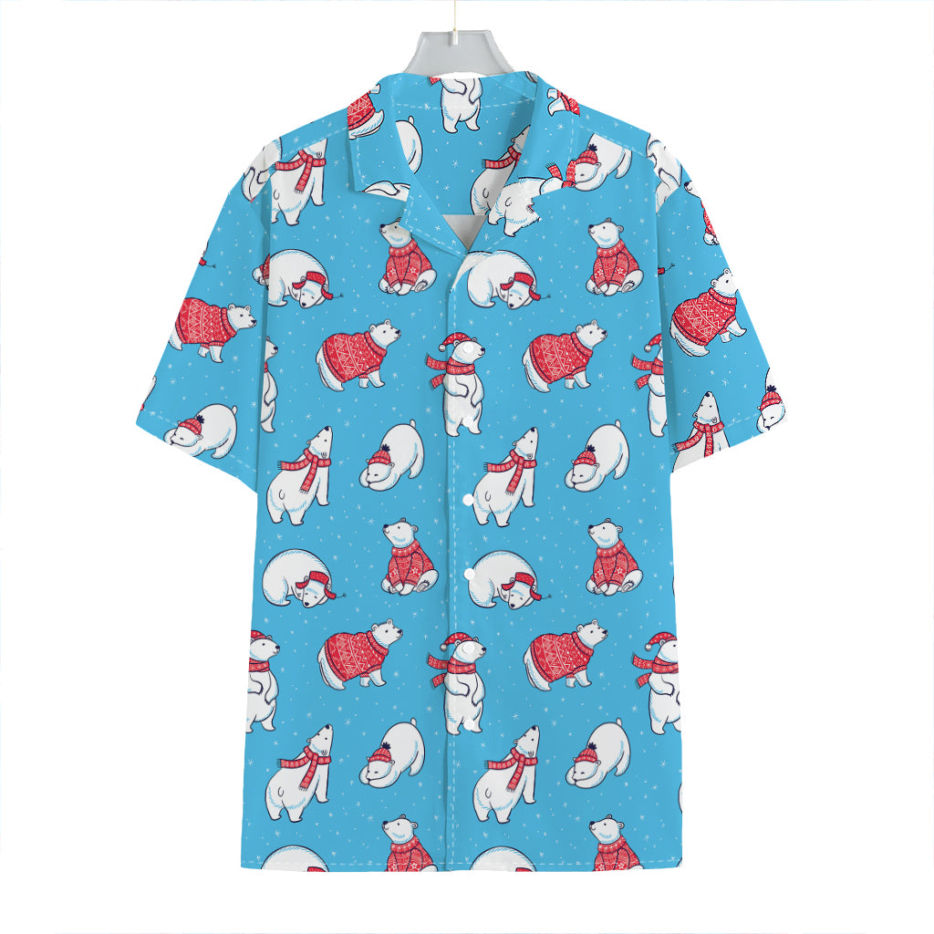 Xmas Polar Bear Pattern Print Hawaiian Shirt