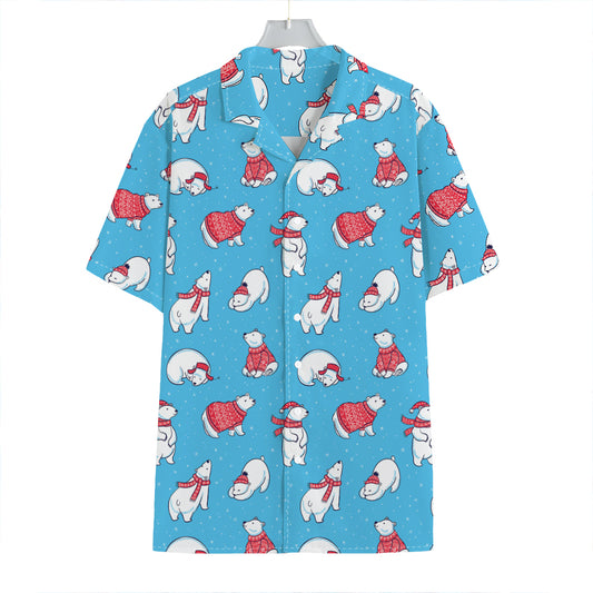 Xmas Polar Bear Pattern Print Hawaiian Shirt