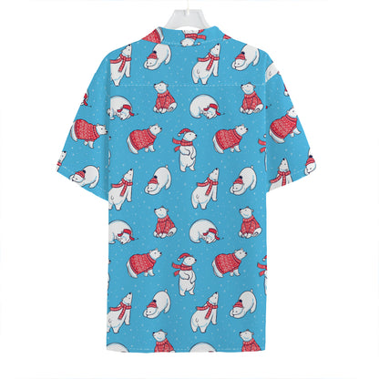 Xmas Polar Bear Pattern Print Hawaiian Shirt