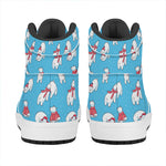 Xmas Polar Bear Pattern Print High Top Leather Sneakers