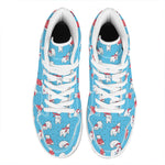 Xmas Polar Bear Pattern Print High Top Leather Sneakers