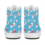 Xmas Polar Bear Pattern Print High Top Leather Sneakers