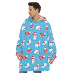 Xmas Polar Bear Pattern Print Hoodie Blanket