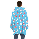 Xmas Polar Bear Pattern Print Hoodie Blanket