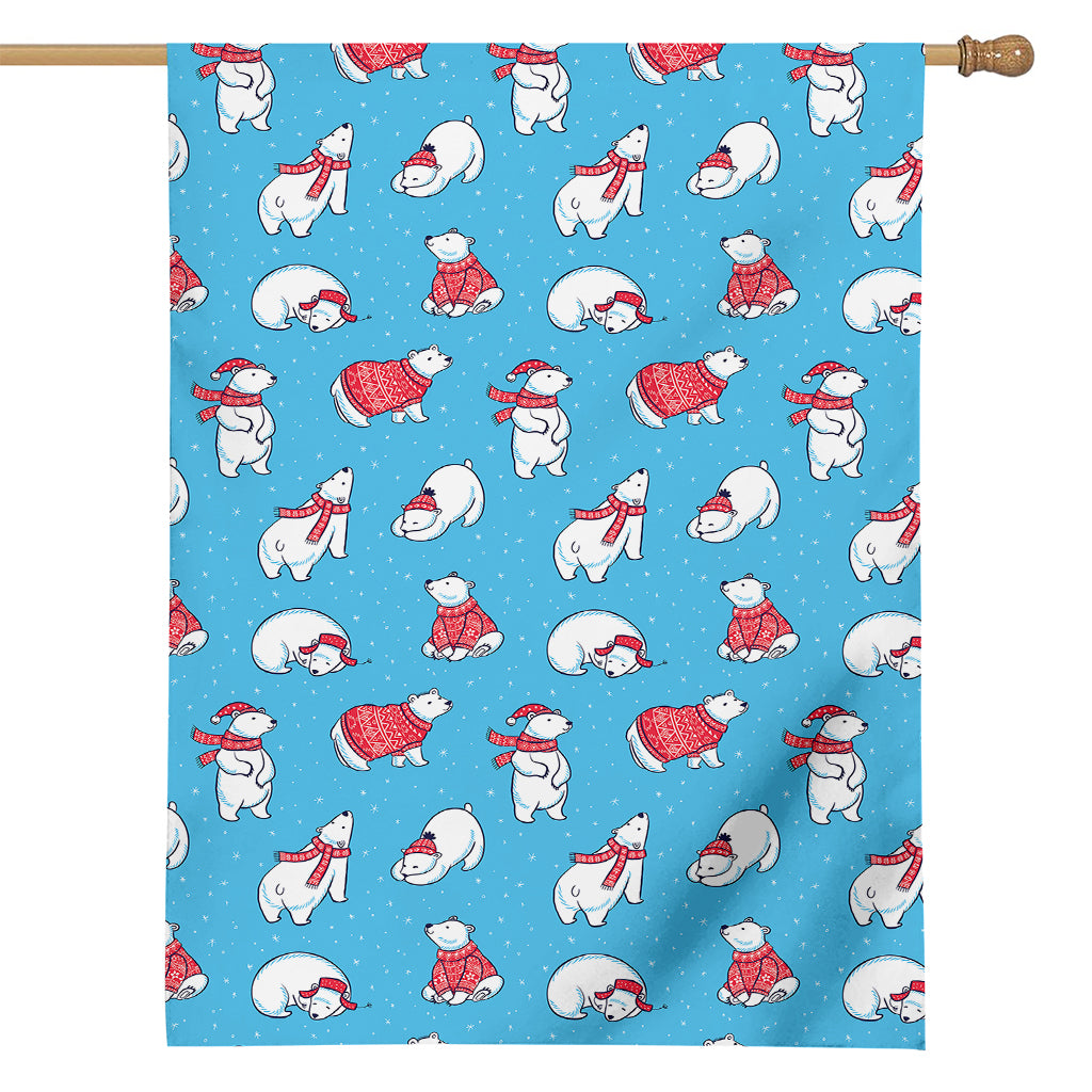 Xmas Polar Bear Pattern Print House Flag