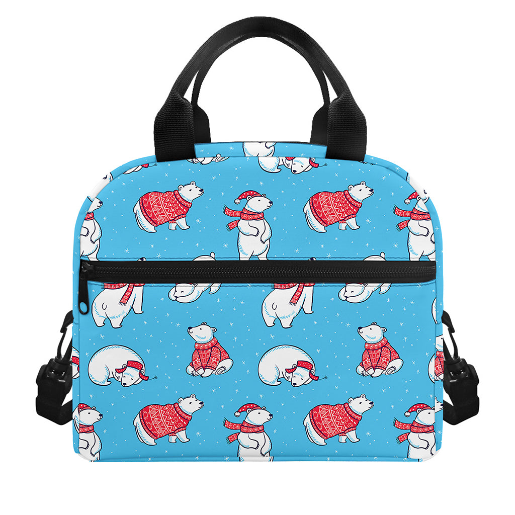 Xmas Polar Bear Pattern Print Insulated Lunch Bag