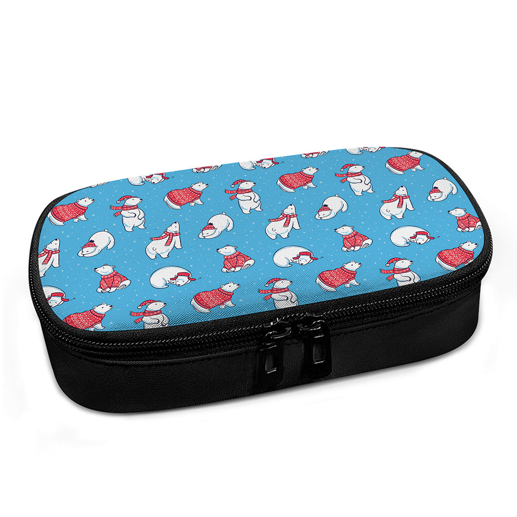 Xmas Polar Bear Pattern Print Insulin Cooler Travel Case