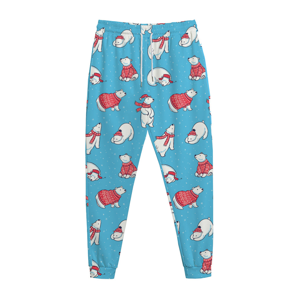 Xmas Polar Bear Pattern Print Jogger Pants