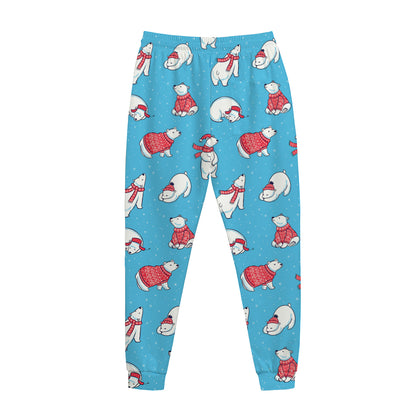 Xmas Polar Bear Pattern Print Jogger Pants