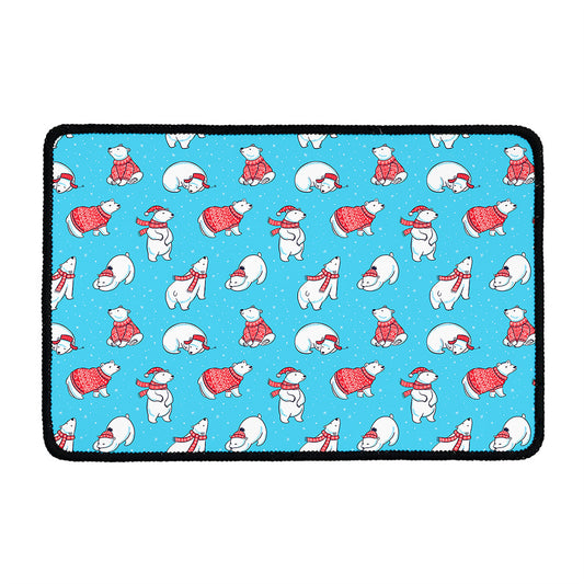 Xmas Polar Bear Pattern Print Kitchen Mat
