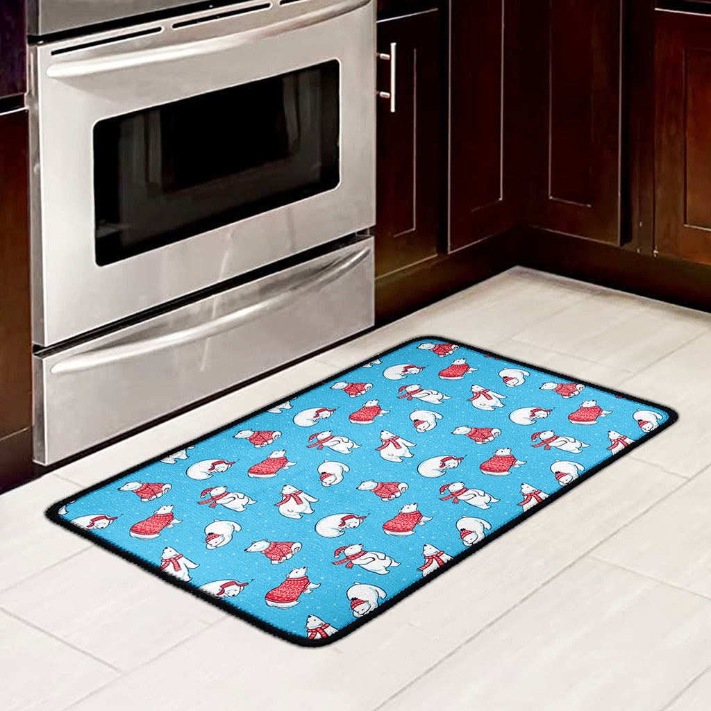Xmas Polar Bear Pattern Print Kitchen Mat